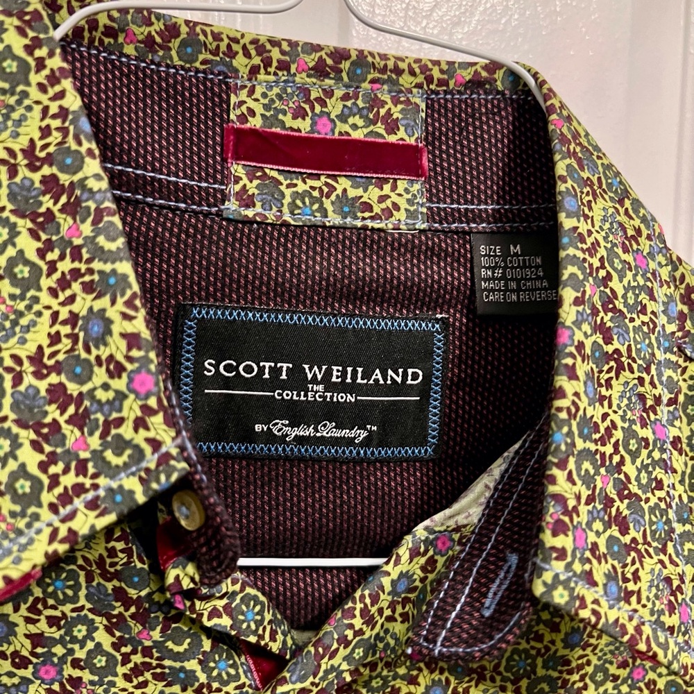 English Laundry Floral Button Down Shirt - Yellow and Brown